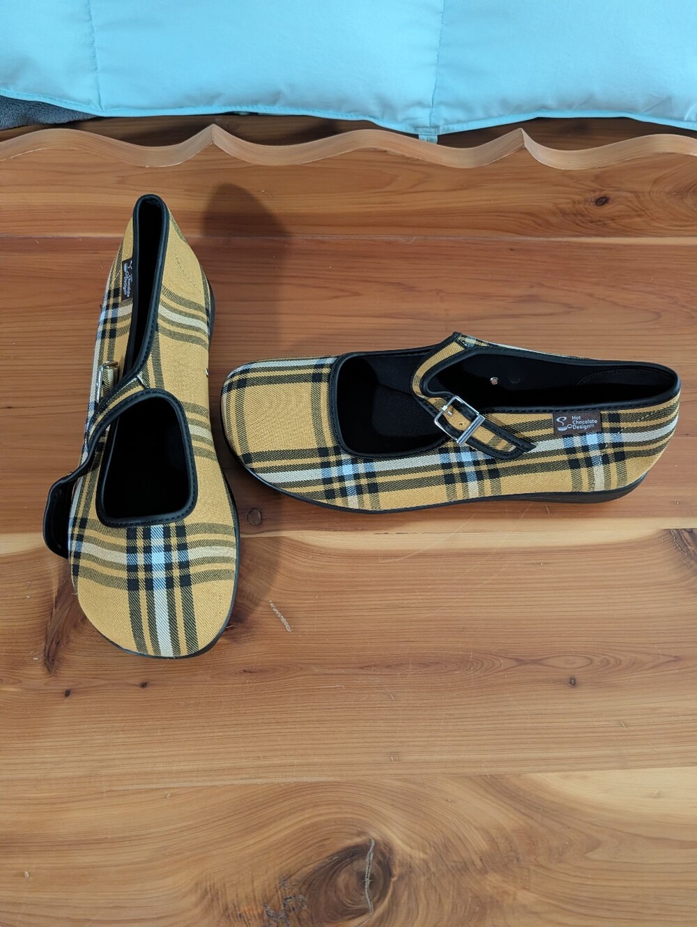 Hot Chocolate Design Style Mary Jane Flats in Mustard Plaid Sz40 - Picture 2 of 4